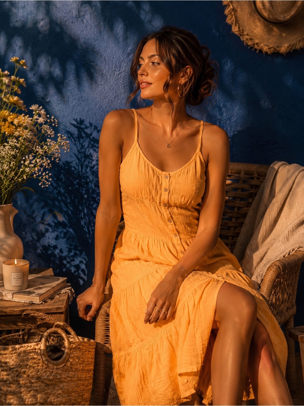 Papaya Orange Tiered Maxi Dress Cotton Resort Small Universal Thread